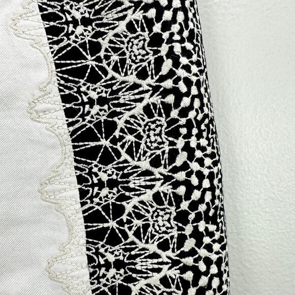 Rag & Bone White Embroidered Lace Black Tuxedo Stripe Skinny Jeans 26. - Picture 6 of 12